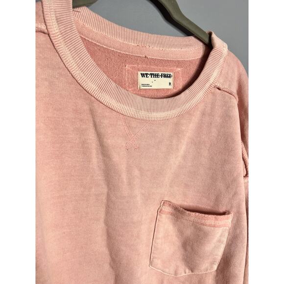 NEW Free People We The Free Wallace Pullover Crewneck Sweatshirt Pink Medium - Picture 6 of 7